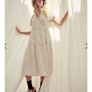 Madewell Tiered Puff Sleeve Midi Wrap Dress